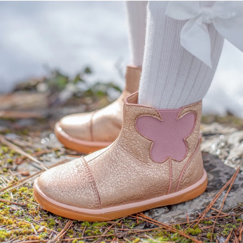 Livie and Luca Girls Pink and Gold Butterfly Ankle Boots size 13